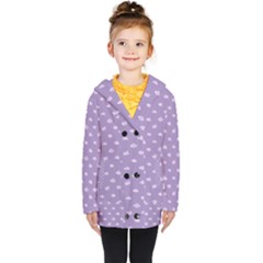 Pink Clouds On Purple Background Kids  Double Breasted Button Coat by SychEva