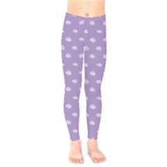 Pink Clouds On Purple Background Kids  Leggings by SychEva