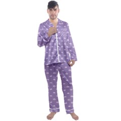 Pink Clouds On Purple Background Men s Long Sleeve Satin Pajamas Set by SychEva