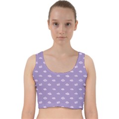 Pink Clouds On Purple Background Velvet Racer Back Crop Top by SychEva