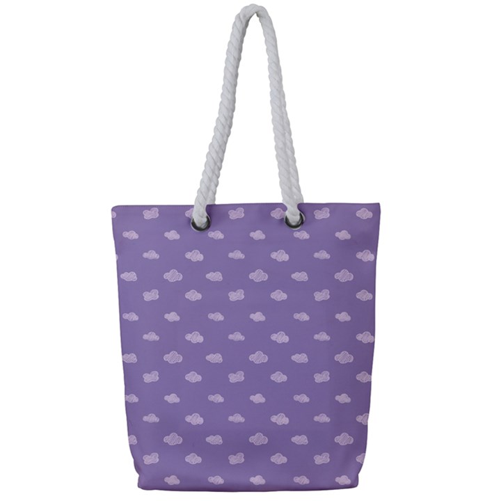 Pink Clouds On Purple Background Full Print Rope Handle Tote (Small)