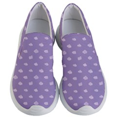 Pink Clouds On Purple Background Women s Lightweight Slip Ons by SychEva