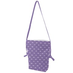 Pink Clouds On Purple Background Folding Shoulder Bag by SychEva