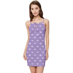 Pink Clouds On Purple Background Summer Tie Front Dress