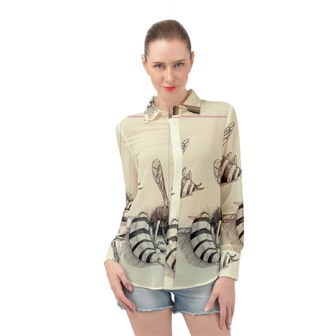 Bees Long Sleeve Chiffon Shirt by Limerence