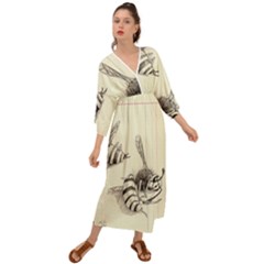 Bees Grecian Style  Maxi Dress