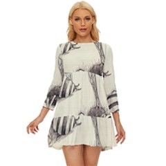 Bees Long Sleeve Babydoll Dress