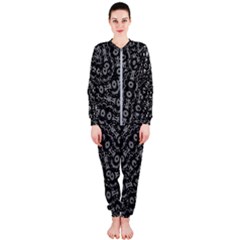 Black And White Modern Intricate Ornate Pattern Onepiece Jumpsuit (ladies) 