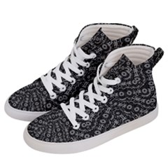 Black And White Modern Intricate Ornate Pattern Women s Hi-top Skate Sneakers