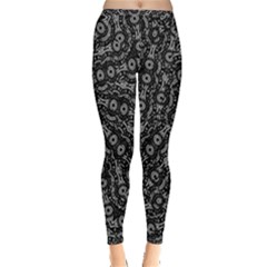 Black And White Modern Intricate Ornate Pattern Inside Out Leggings