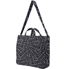 Black And White Modern Intricate Ornate Pattern Square Shoulder Tote Bag by dflcprintsclothing