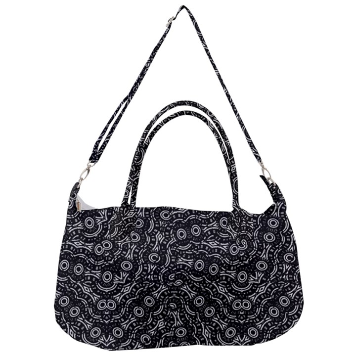 Black And White Modern Intricate Ornate Pattern Removal Strap Handbag