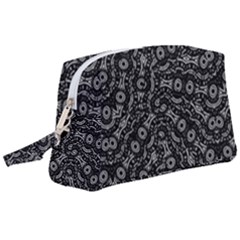 Black And White Modern Intricate Ornate Pattern Wristlet Pouch Bag (large) by dflcprintsclothing