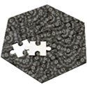 Black And White Modern Intricate Ornate Pattern Wooden Puzzle Hexagon View3