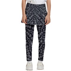 Black And White Modern Intricate Ornate Pattern Kids  Skirted Pants