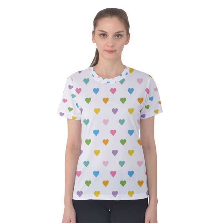 Small Multicolored Hearts Women s Cotton Tee