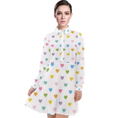 Small Multicolored Hearts Long Sleeve Chiffon Shirt Dress by SychEva