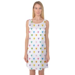 Small Multicolored Hearts Sleeveless Satin Nightdress by SychEva