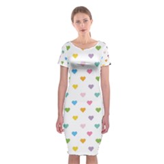 Small Multicolored Hearts Classic Short Sleeve Midi Dress by SychEva