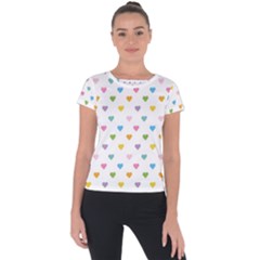 Small Multicolored Hearts Short Sleeve Sports Top  by SychEva