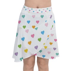 Small Multicolored Hearts Chiffon Wrap Front Skirt by SychEva