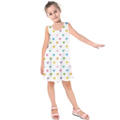 Small Multicolored Hearts Kids  Sleeveless Dress by SychEva