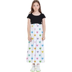 Small Multicolored Hearts Kids  Flared Maxi Skirt by SychEva