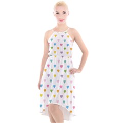 Small Multicolored Hearts High-low Halter Chiffon Dress  by SychEva