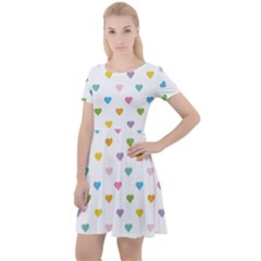 Small Multicolored Hearts Cap Sleeve Velour Dress  by SychEva