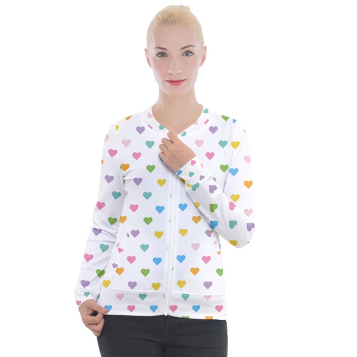 Small Multicolored Hearts Casual Zip Up Jacket