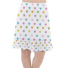 Small Multicolored Hearts Fishtail Chiffon Skirt by SychEva