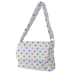 Small Multicolored Hearts Full Print Messenger Bag (l) by SychEva