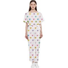 Small Multicolored Hearts Batwing Lightweight Jumpsuit by SychEva