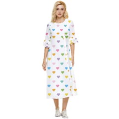 Small Multicolored Hearts Double Cuff Midi Dress by SychEva