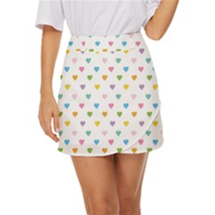 Small Multicolored Hearts Mini Front Wrap Skirt by SychEva