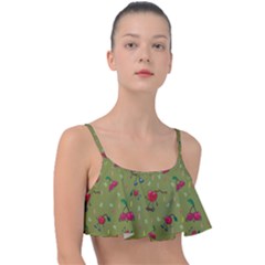 Red Cherries Athletes Frill Bikini Top by SychEva