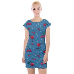 Red Cherries Athletes Cap Sleeve Bodycon Dress by SychEva