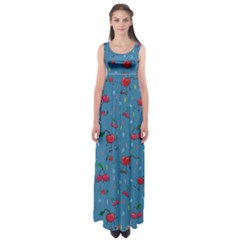 Red Cherries Athletes Empire Waist Maxi Dress by SychEva