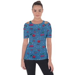 Red Cherries Athletes Shoulder Cut Out Short Sleeve Top by SychEva