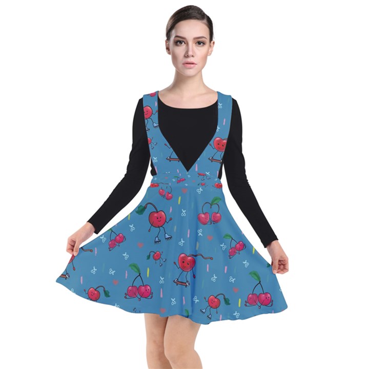 Red Cherries Athletes Plunge Pinafore Dress