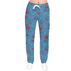 Red Cherries Athletes Women Velvet Drawstring Pants by SychEva