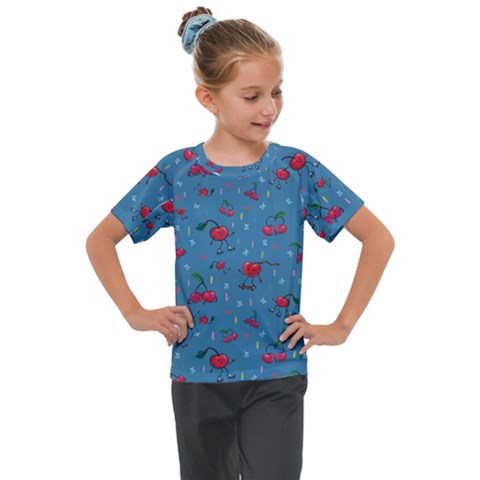 Red Cherries Athletes Kids  Mesh Piece Tee by SychEva