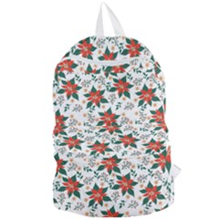 Large Christmas Poinsettias On White Foldable Lightweight Backpack by PodArtist