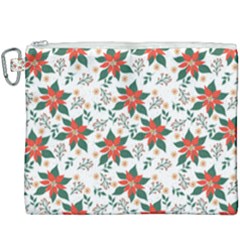 Large Christmas Poinsettias On White Canvas Cosmetic Bag (xxxl) by PodArtist