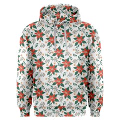 Large Christmas Poinsettias On White Men s Overhead Hoodie by PodArtist