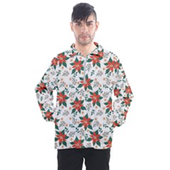 Large Christmas Poinsettias On White Men s Half Zip Pullover by PodArtist