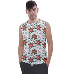 Large Christmas Poinsettias On White Men s Regular Tank Top by PodArtist