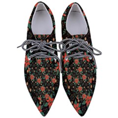 Large Christmas Poinsettias On Black Pointed Oxford Shoes by PodArtist