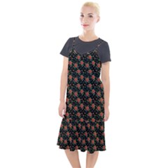 Medium Red Christmas Poinsettias On Black Camis Fishtail Dress by PodArtist