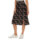 Medium Red Christmas Poinsettias on Black Midi Panel Skirt View2